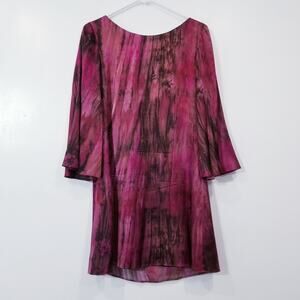 Alice + Olivia Sateen Boat Neck Shift Dress Bell Sleeves Min